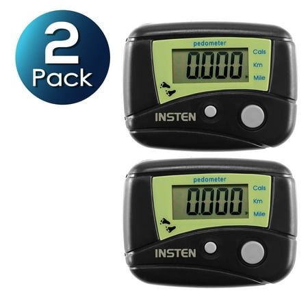 Insten 2-pack Mini Digital Fitness Pedometer Calorie Step Distance Ran Walked Biked Counter (with belt