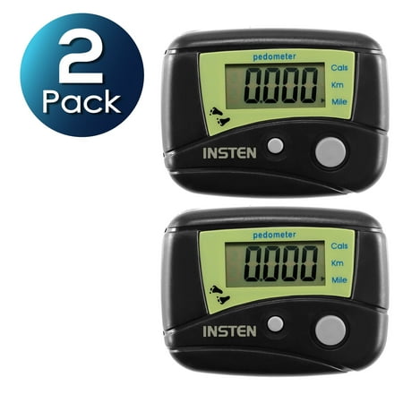 Walking Calorie Counter Insten 2-pack Mini Digital Fitness Pedometer Calorie Step Distance Ran Walked Biked Counter (with belt clip) ()
