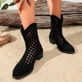 thumbnail image 6 of BRGZLK Cut Out Mid Calf Boots for Women Sweet Cool Lightweight Autumn Winter Chunky Heel Back Zipper Short Booties 2026 Casual Versatile Shoes Black 41, 6 of 9