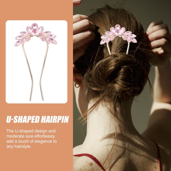 Raindrops Elegant Pink Rhinestone Bridal Hair Pin for Wedding and Bridesmaid Hairstyles