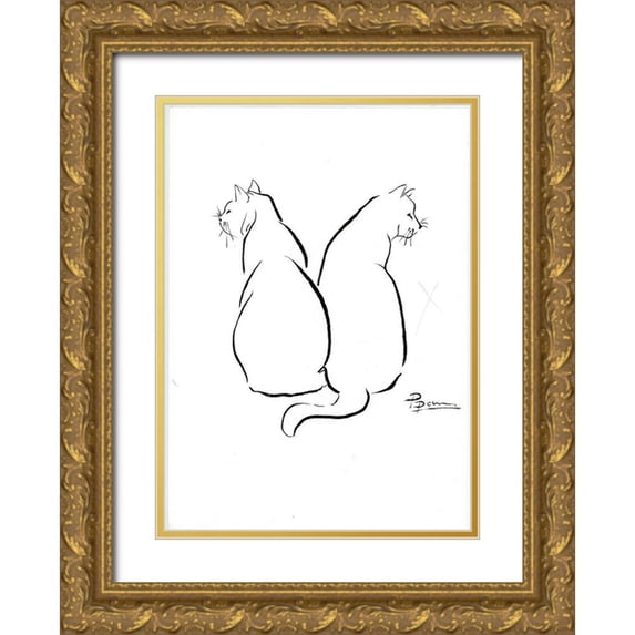 Shefranov, Olga 14x18 Gold Ornate Wood Framed with Double Matting Museum Art Print Titled - Cat Outlines