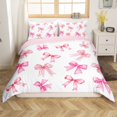 thumbnail image 1 of Erosebridal Housse de Couette Rose avec Nœud pour Lit Double, Literie Nœud Papillon de Rêve Format Double, Déco Dessin Animé Mignonne, Réversible 3 Pcs (Sans Couette), 1 of 6