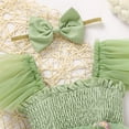 thumbnail image 4 of ZEHJUHAN Baby Girl Tulle Romper Summer Bodysuit with Flutter Sleeves Floral Embroidery Cake Smash Outfit First Birthday Photo Shoot Green，0-3M, 4 of 7