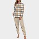 thumbnail image 1 of Conjunto de pijama informal de invierno para mujer, de doble cara, con cuello redondo estampado, manga larga, top anudado a mano, pantalones con cordón ajustable, ropa de casa, blusa de poliéster., 1 of 7