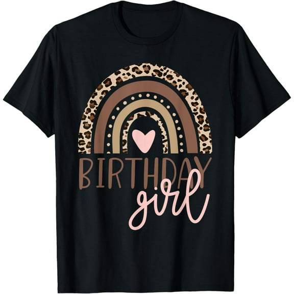 Birthday Girl Leopard Rainbow Birthday Party Family T-Shirt