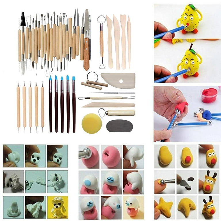Pottery Tool Modeling Clay Ceramics Tools Set Shaping Blending Carving Equipment with Wooden Handles Beginners Multi- Pieces, 45 Pieces, Men's, Size
