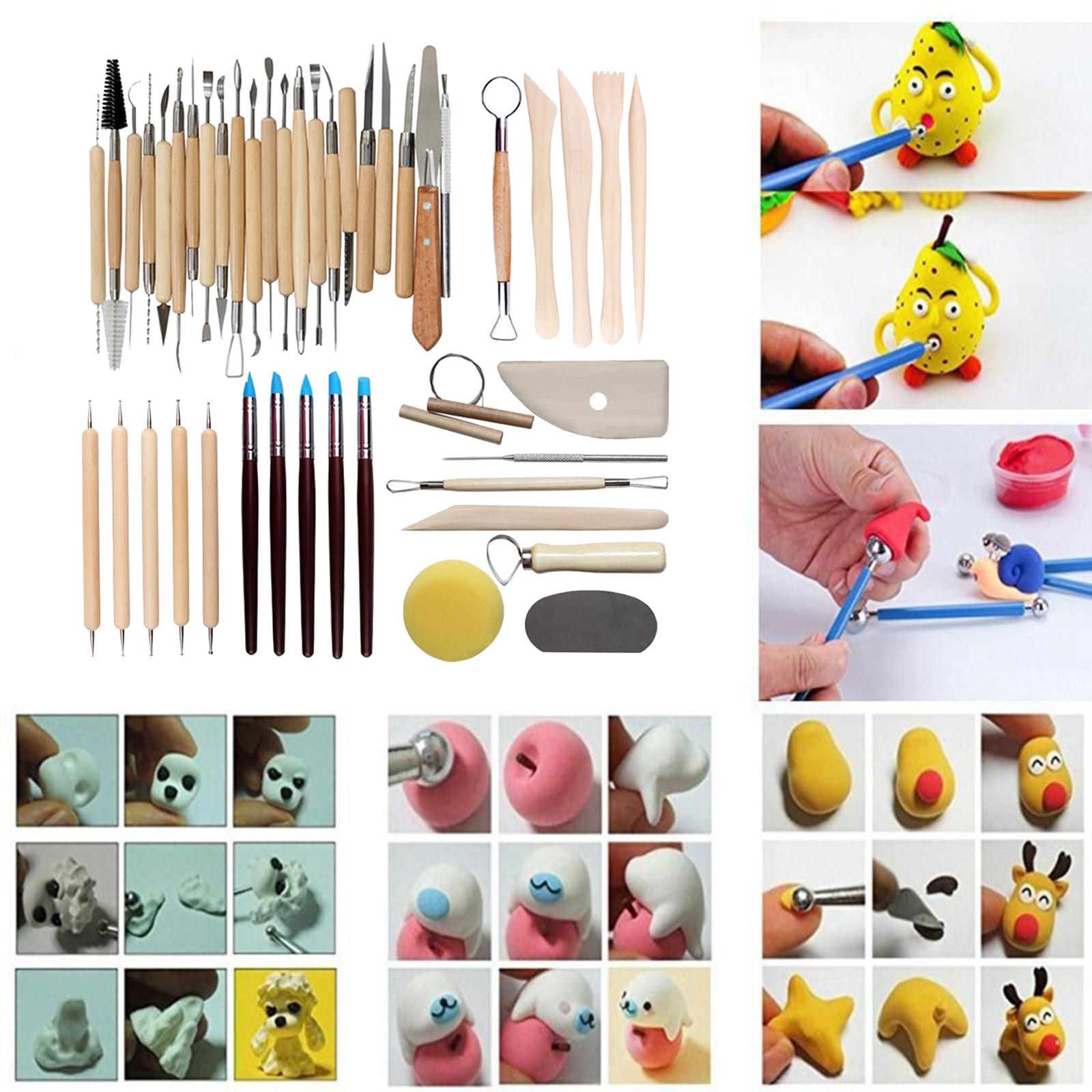 Kit 5 Outils De Sculpture Céramique – Acier Inoxydable, Manche Bois – Pour Poterie, Modelage, Argile