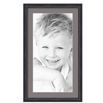 ArtToFrames 16x28" Matted Picture Frame with 12x24" Single Mat Photo Opening Framed in 1.25" Black Stain on Solid Red Oak and 2" Pewter Mat (FWM-4083-16x28)