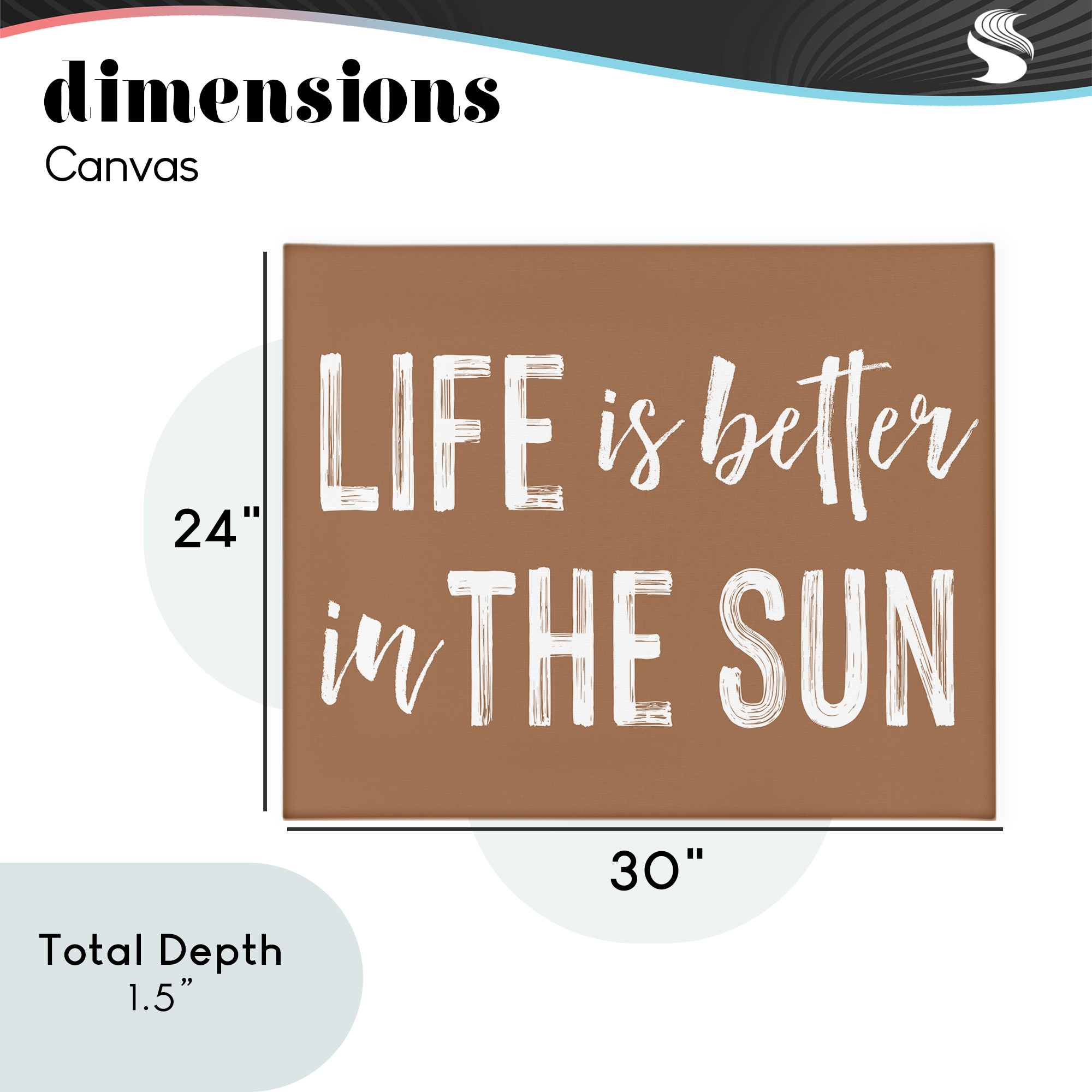 Life Better In Sun Brown Canvas Wall Art, design by Lettered and Lined