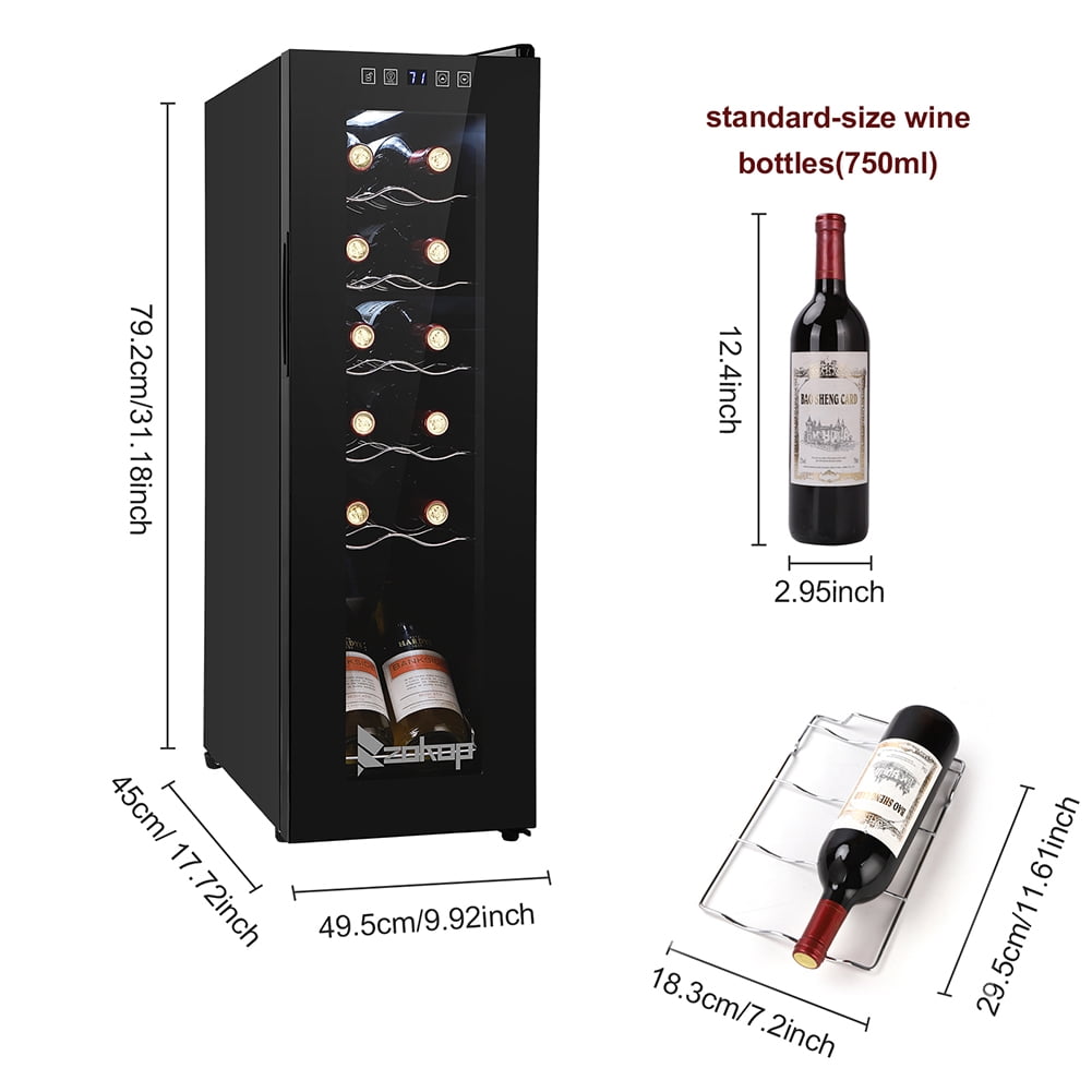 Veryke 12 Bottle Freestanding Wine Cooler, Compressor Beverage Refrigerator for Red, White, Champagne or Sparkling Wine