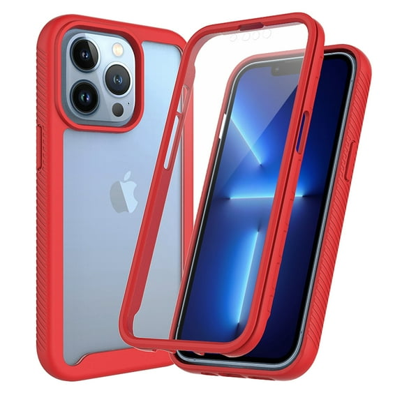 iPhone 15 Pro Case with Screen Protector, Shockproof Soft TPU Bumper Rugged Clear Hard PC Back Shell Anti-Scratch All-inclusive Case Cover  Apple iPhone 15 Pro 5G 6.1 inch, Red