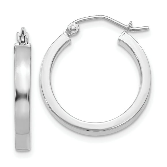 14k White Gold 2x3mm Rectangle Tube Hoop T1043