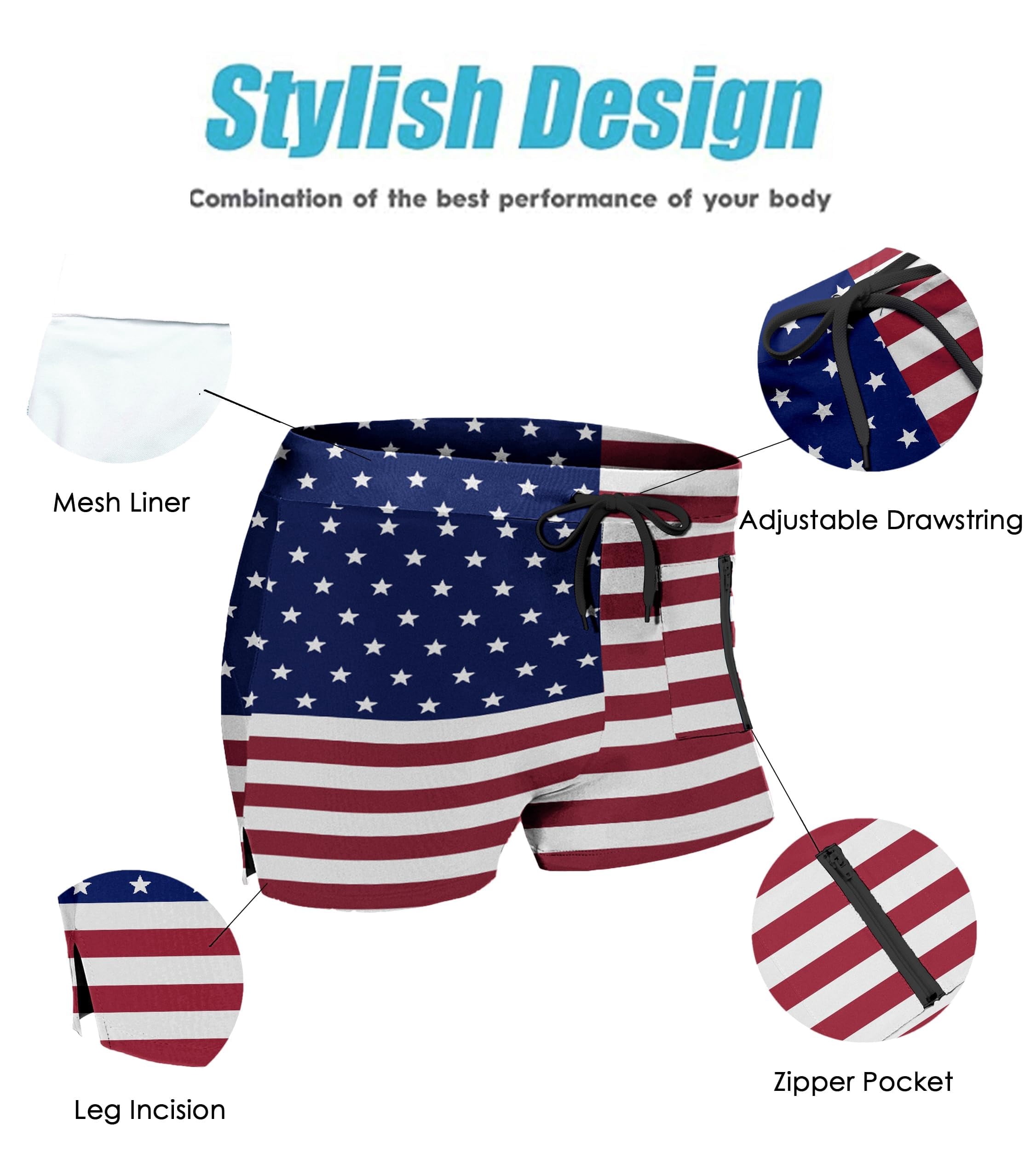 COOFANDY Mens Quick Dry Lightweight Square Leg Cut Trunks Swimwear