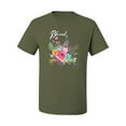 thumbnail image 2 of Cute Hearts and Flowers Blessed Inspirational/Christian Men's Graphic T-Shirt, Military Green, Medium, 2 of 3