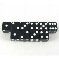 Black Opaque Dice with White Pips D6 16mm (5/8) Set of 10 Koplow Games