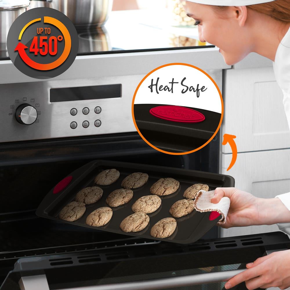 NutriChef 2-Piece Flexible Nonstick Black Coating Carbon Steel Baking Pan Set