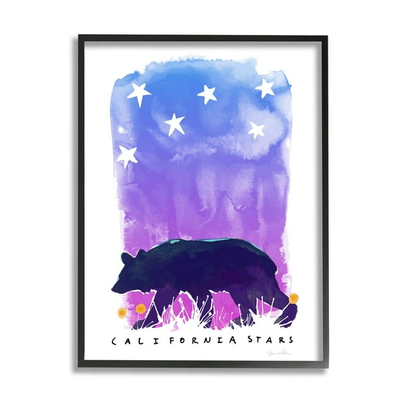 Stupell Industries California Stars Vivid Bear Under Starry Sky Graphic Art Black Framed Art Print Wall Art, Design by Shane Donahue