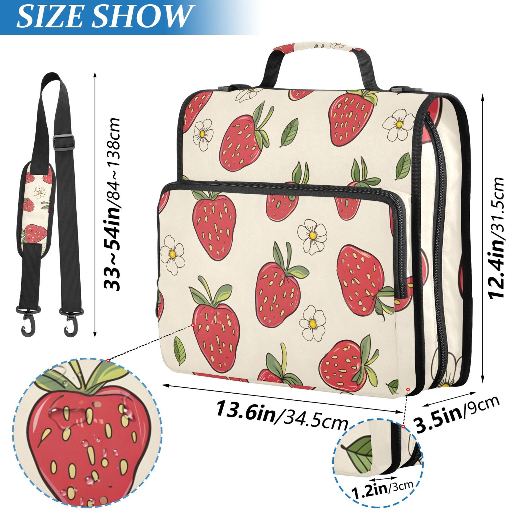 ALAZA Zipper Binder Strawberry and Floral 3 Ring Trapper Keeper File Folder Organizer Bag