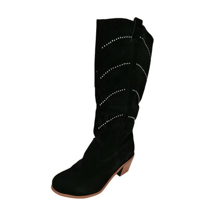 

TAIAOJING Women Boots Boots For Fashion Casual Warm Long Boots High Boots Rough Heels Zipper Winter Warm Shoes