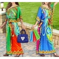 thumbnail image 5 of LA LEELA Women's Loungewear African Beach Maxi Plus Size Kaftan Casual Long Slit Dress Caftan Dresses for Women One Size Grass Peacock, Feather, 5 of 5