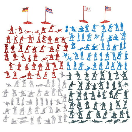 200-Piece Military Figures Set - Toy Soldiers Army in 4 Colors, World War II Minifigures Play Set with 4 Flags, America, England, Germany and (World Best Army In The World)