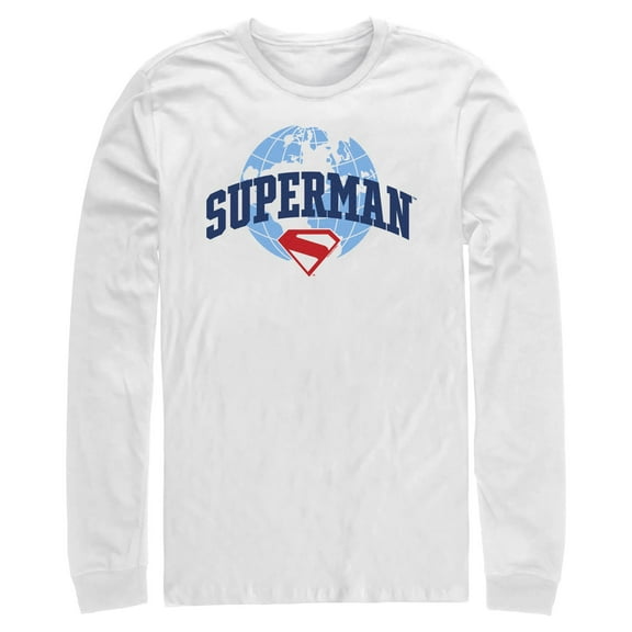 Mens Superman World Logo Long Sleeve Shirt