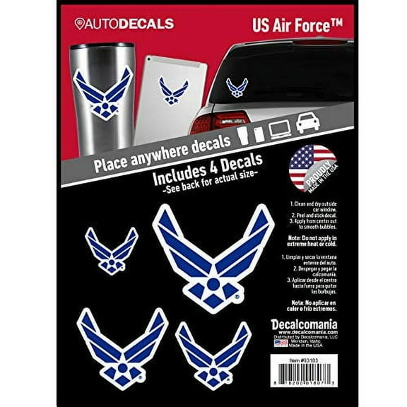 U.S. AIR Force Decals - Set of 4 Vinyl Stickers for Truck or Car Windows, Phones, Tablet, Water Bottle, & Laptops