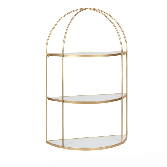 Kate and Laurel Freade Tiered Wall Shelf, White/Gold 22x8x32