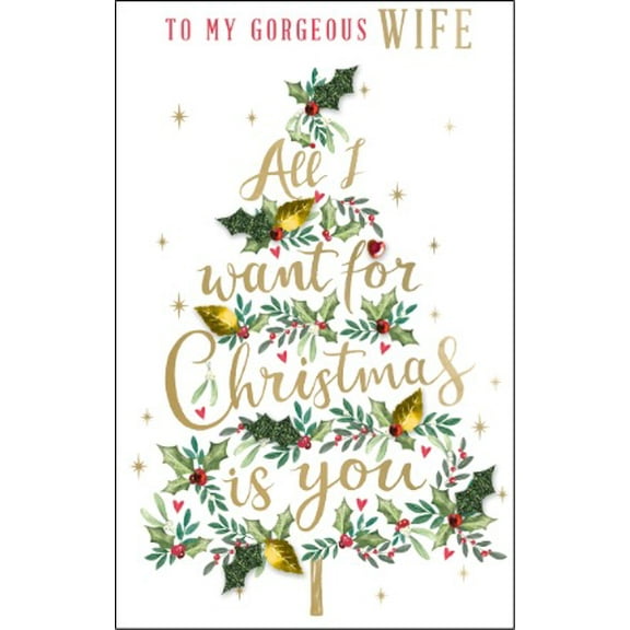 Second Nature Christmas Card Handmade Champagne for Wife All I Want for Christmas Is You