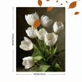 thumbnail image 3 of Qisvanset White Tulips Oil Painting Canvas Wall Art 15.75x11.81 INCHES, 3 of 8