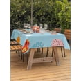 thumbnail image 2 of Outdoor Tablecloth with Umbrella Hole and Zipper, Spring Easter Rectangle Table Cloth 60x120 Inch Waterproof Tablecloth, Bunny Colorful Eggs Floral Blue Picnic Table Cover for Patio Camping, 2 of 7