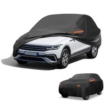Unique Bargains Car Cover Waterproof All Weather Automotive Outdoor Anti-UV Full Exterior Cover for Volkswagen Tiguan 190T-PU Black with Reflective Strips