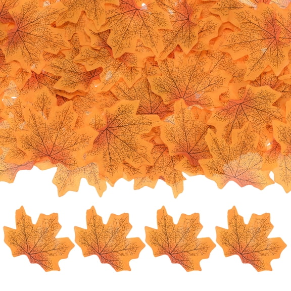 Uxcell 200Pack Artificial Maple Leaves, Fake Fall Leaves Faux Autumn Leaves for Thanksgiving/Wedding/Party [Fall Yellow]