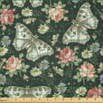 thumbnail image 2 of Ambesonne Butterflies Fabric by the Yard Microfiber, Grungy Antique Roses, 10 Yards, Dark Khaki and Pale Rust, 2 of 2