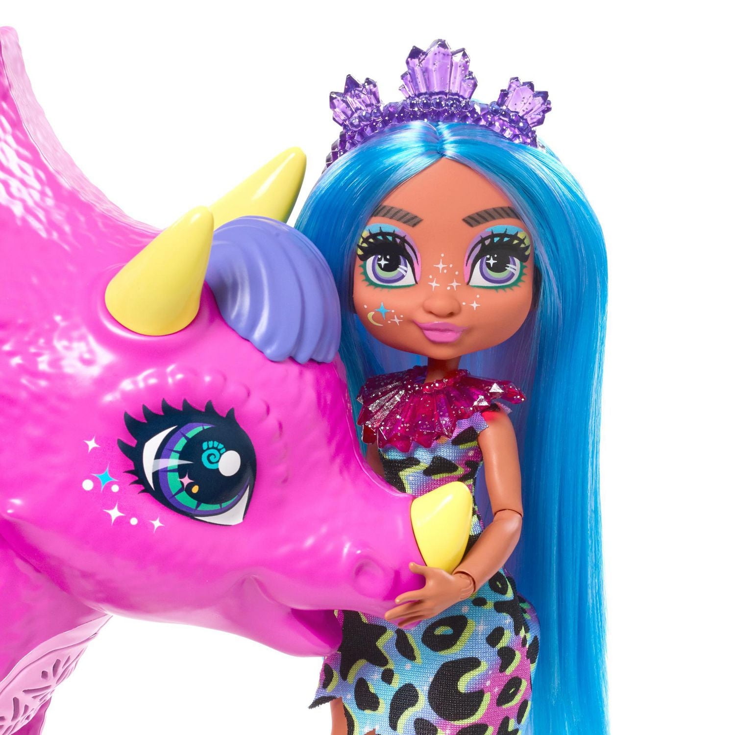 Cave Club-Coffret avec Poupée Tella-Figurine de Partyceratops et Sons