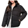 thumbnail image 2 of Tdoqot Womens Puffer Jacket Casual with Hood Long Sleeve Zip up Winter Coats Black, 2 of 8