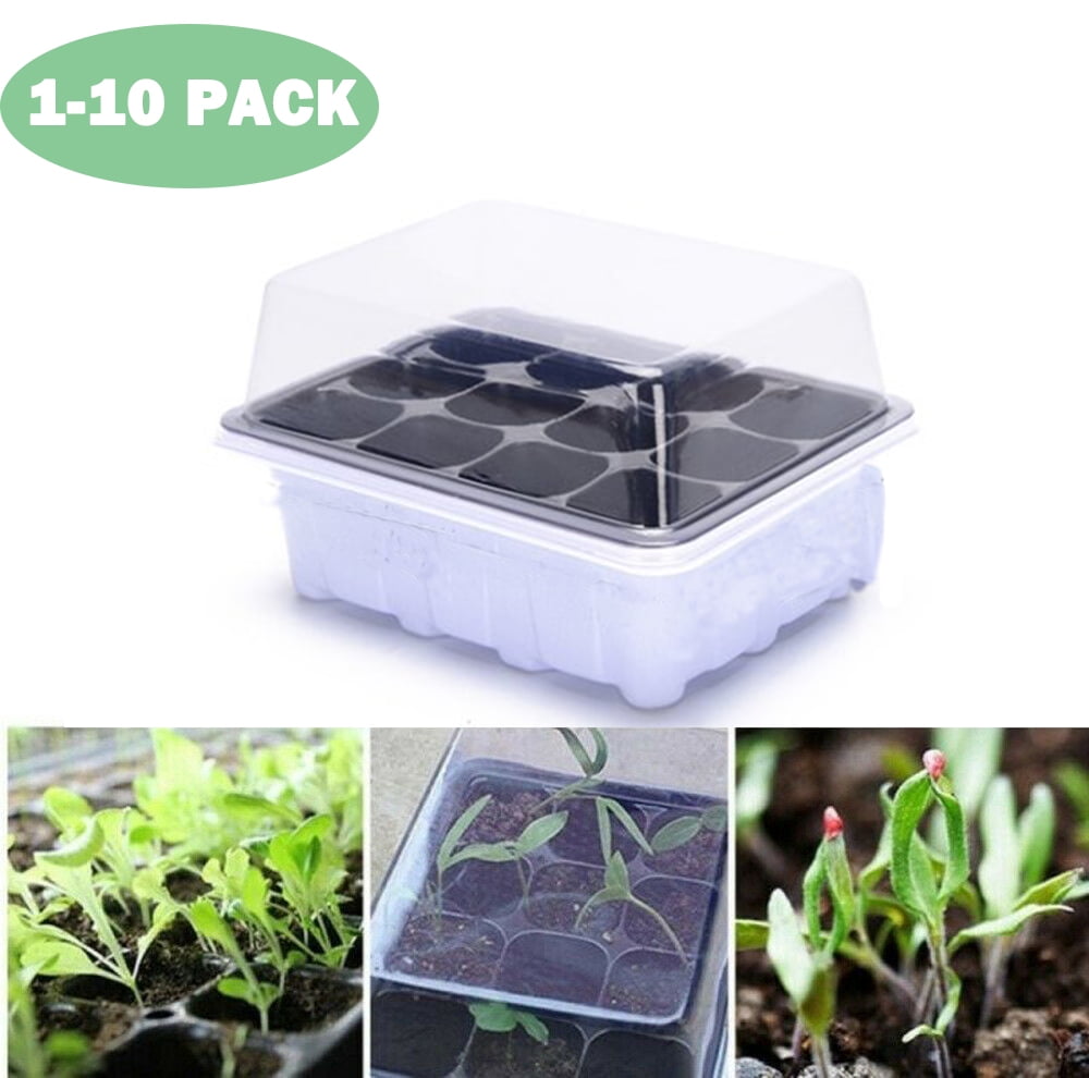 3Pcs/Set 12 Cell Seed Starter Starting Plant Propagation Tray Dome Gardening Kit 
