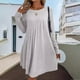 thumbnail image 1 of mfyjkho Vestidos para mujer, Mono de sudadera de manga larga con cuello redondo y bolsillos plisados en la espalda de color liso para mujer, falda larga Vestidos festivos para mujer l, 1 of 5