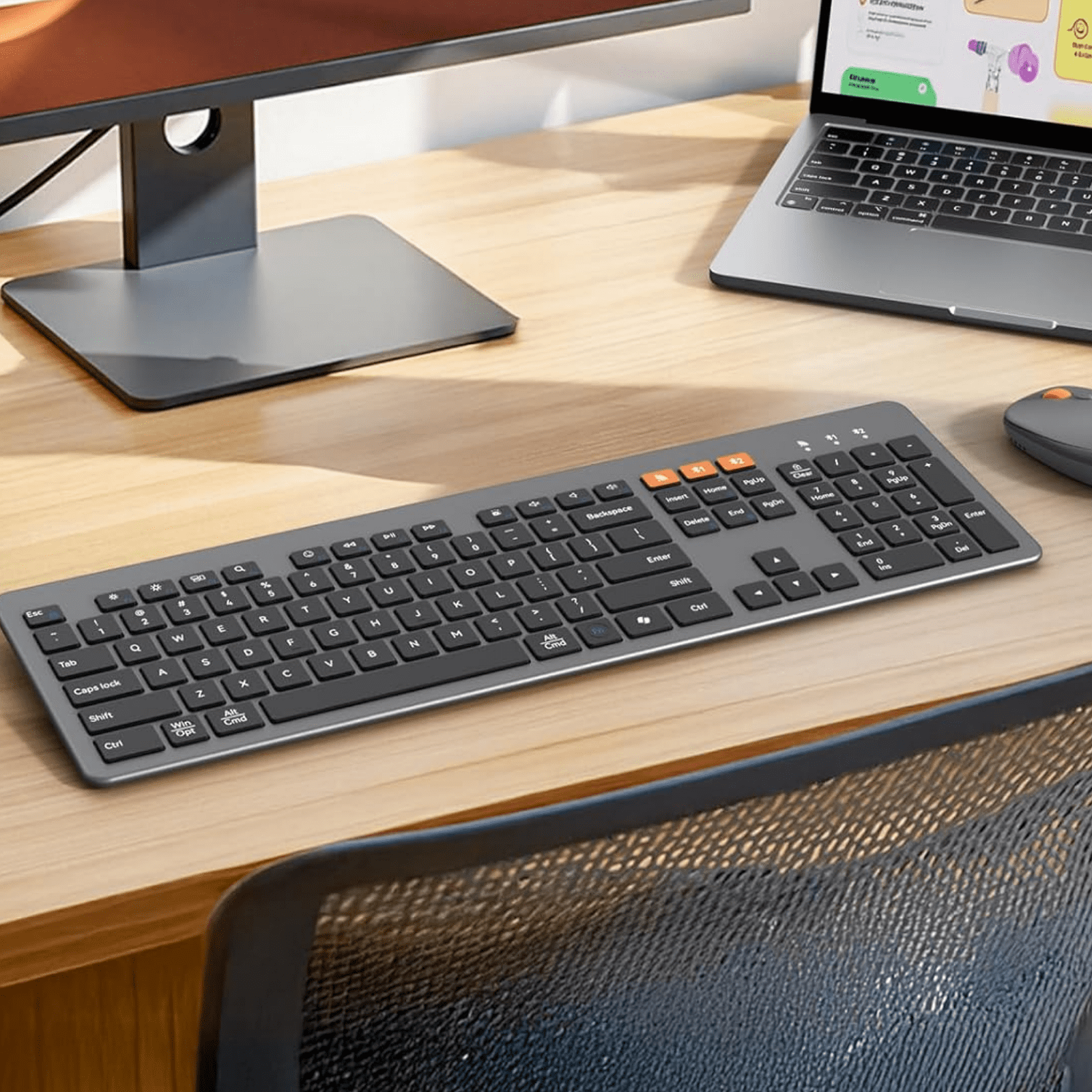 Meetion Multi-Device Keyboard and Mouse, Ultra Thin, Wireless Bluetooth, Rechargeable