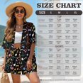 thumbnail image 7 of FKELYI Women's 2 Piece Set Short Sleeve Shirt & Shorts with Elastic Waist Summer Beachwear Musical Note Print Soft Vacation Outfits Open Front Top Lounge Set, M, 7 of 7