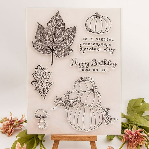 Ouginx 5.9 by 8.3 Inch Pumpkin Leaves Clear Stamps for Card Making Scrapbooking Arts Crafts Decoration