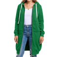 thumbnail image 2 of Women's Full Zip Plus Size Hoodie - Long Oversized Fleece Lined Sweatshirt, Fall Winter Hooded Jacket with Pockets, Long Sleeve Warm Outfits for Daily Wear Green 5XL, 2 of 4