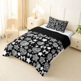 thumbnail image 2 of Feelyou Leopard Print Stars Graffiti Twin Comforter Sets, Fashion Bow Bedding Set, Black White, Black Reversible, 2-Piece, 1 Comforter and 2 Pillowcases, 2 of 7