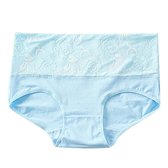 String Bikini Panties Women's Briefs Underwear Lace High Waist Tummy Panties Floral Waisted Ladies Period Underwear Panty Period Underwear for Women Light Blue M