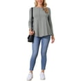 thumbnail image 2 of INSPIRE CHIC Women's Long Sleeve Crew Neck T-Shirt Comfortable Stylish Top Daily Causal Wear S Grey, 2 of 6