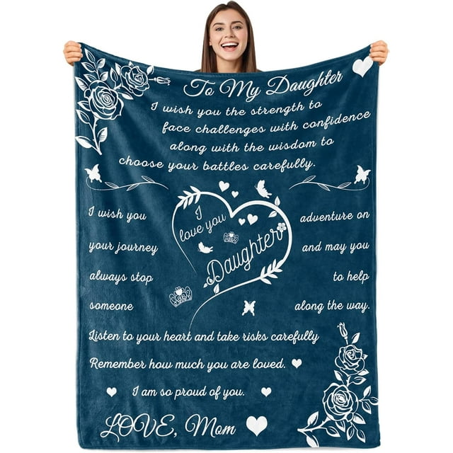 LHSHID Daughter Blanket Gift Daughter Blankets from Mom Birthday for Daughter from Dad I Love You Daughter Presents to Daughter Daughter Soft Flannel Throw Blanket 40"x50"