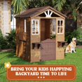 thumbnail image 5 of Studyset Kids Outdoor Playhouse,Wooden Play House for Kids,Wooden Play House Outdoor Cottage,Cedar Woodens Kids Playhouse Cottage,Toddler Outdoor Playhouse Vinyl Roof With Play Kitchen, 5 of 8
