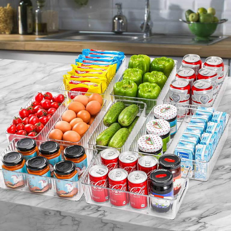 YIHONG Clear Pantry Storage Organizer Bins, 6 Pack Plastic Food Storage Bins  with Handle for Kitchen,Refrigerator, Freezer,Cabinet Organization and  Storage