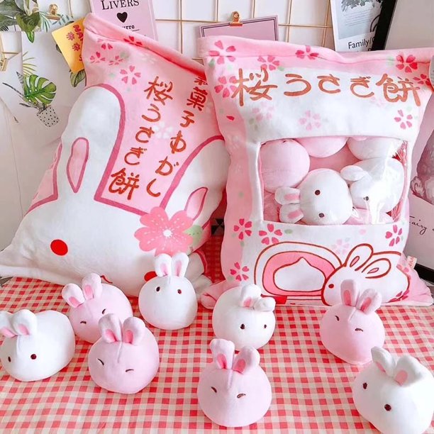 Almohada de felpa con diseño creativo de Donuts y patatas fritas, cojín de felpa suave con diseño de monstruos en una bolsa