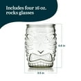thumbnail image 3 of Libbey Tiki Statue Rocks Glasses Set, Iconic Mid Century Short Drinking Glasses Set of 4, Modern Cocktail Drinking Glasses for Backyard Parties, 3 of 6